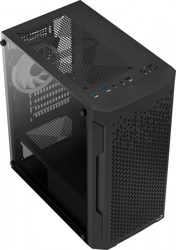 AeroCool Trinity V2 Mini Tower PC Case - Black - Image 2